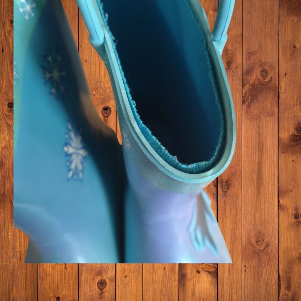 DISNEY Frozen II Anna & Elsa Blue Pull-on Rain Boots Girl's Youth Size 2-3 - Picture 4 of 8